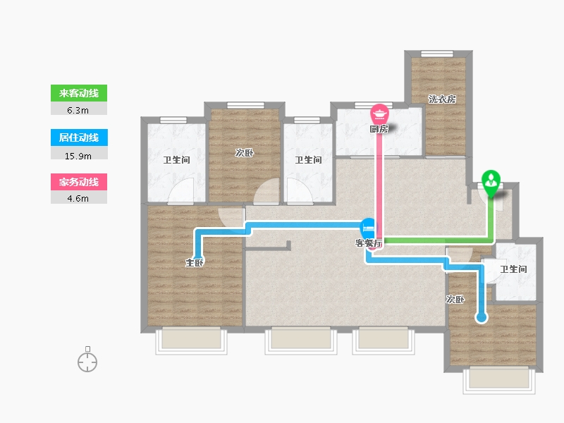 天津-天津市-公园里建面150m²-120.01-户型库-动静线