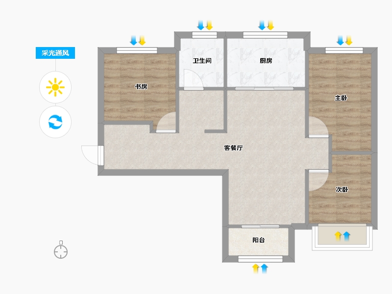 天津-天津市-华远景瑞海蓝城领悦城19栋,建面96m²-65.29-户型库-采光通风