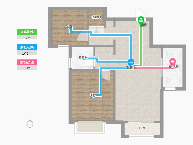 天津-天津市-华远景瑞海蓝城领悦城1栋,领悦城2栋,建面86m²-59.58-户型库-动静线