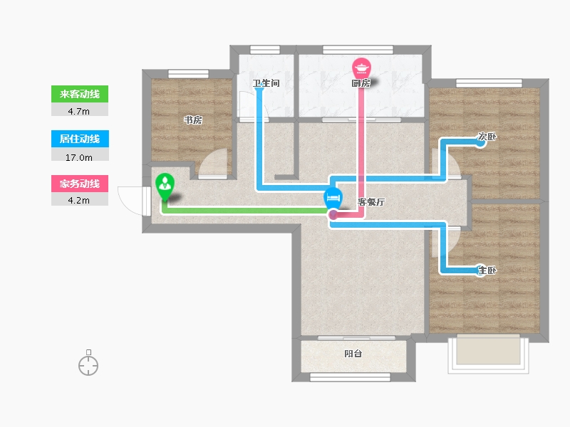 天津-天津市-华远景瑞海蓝城领悦城1栋,领悦城2栋,建面92m²-64.41-户型库-动静线