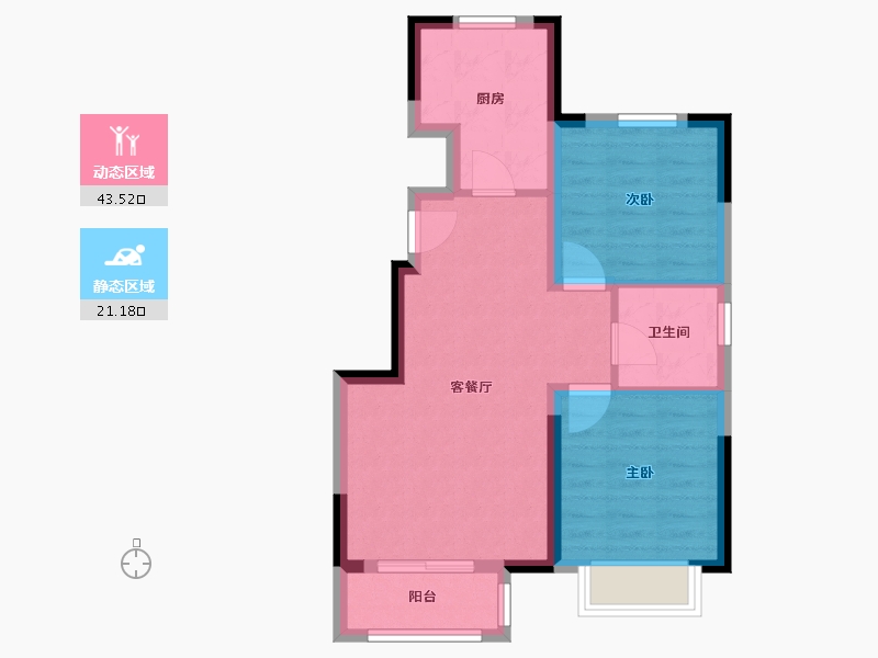 天津-天津市-和泓葛沽湾首府南苑8栋,7号楼建面72m²-57.60-户型库-动静分区