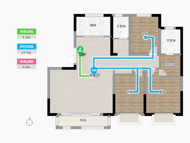 天津-天津市-和泓葛沽湾首府建面140m²-102.62-户型库-动静线