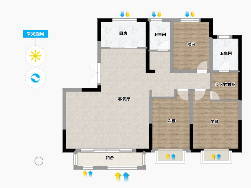 天津-天津市-和泓葛沽湾首府建面140m²-102.62-户型库-采光通风