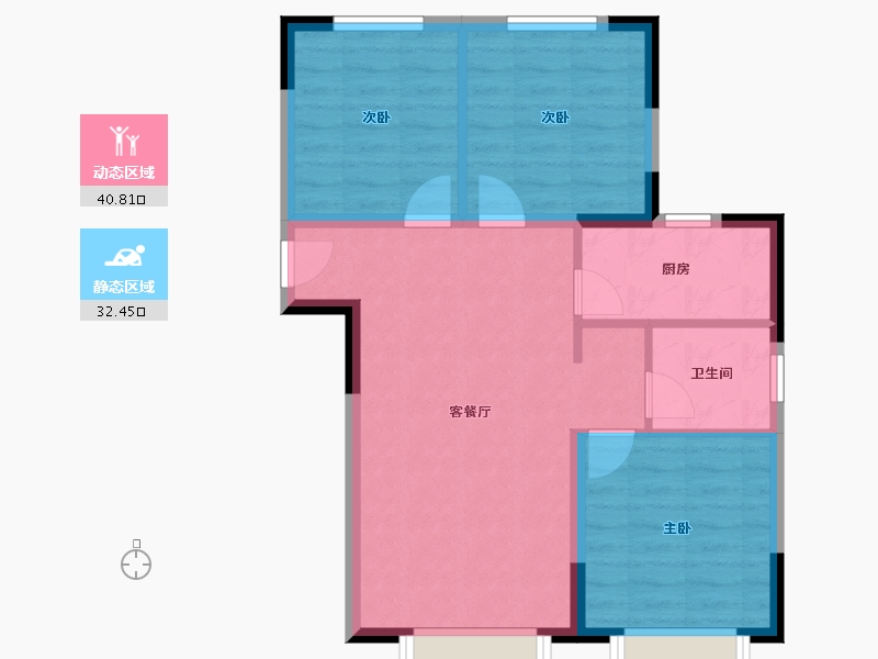 天津-天津市-和泓葛沽湾首府建面88m²-65.84-户型库-动静分区