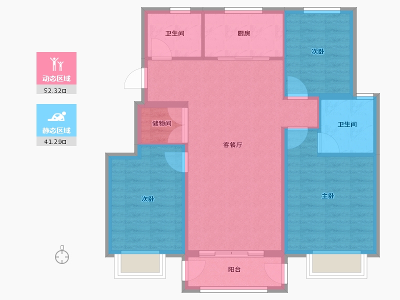 天津-天津市-中建城崇和湾12号楼,崇和湾13号楼,崇和湾14号楼,崇和湾6号楼建面116m²-84.59-户型库-动静分区