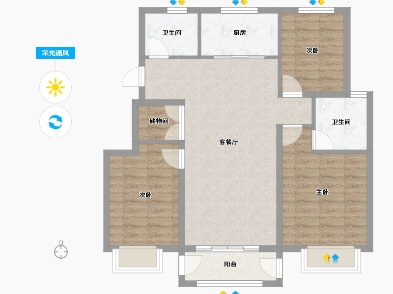 天津-天津市-中建城崇和湾12号楼,崇和湾13号楼,崇和湾14号楼,崇和湾6号楼建面116m²-84.59-户型库-采光通风