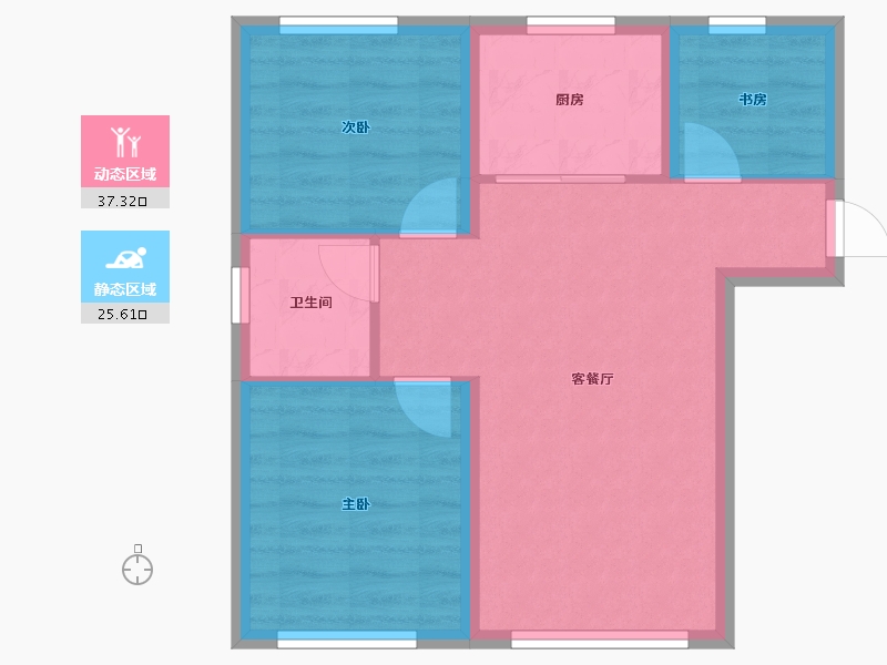 天津-天津市-中建城崇和湾17号楼,建面98m²-56.24-户型库-动静分区