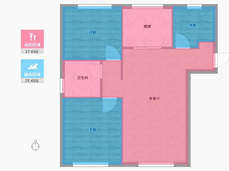 天津-天津市-中建城崇和湾9号楼,崇和湾11号楼,崇和湾10号楼,建面89m²-57.37-户型库-动静分区