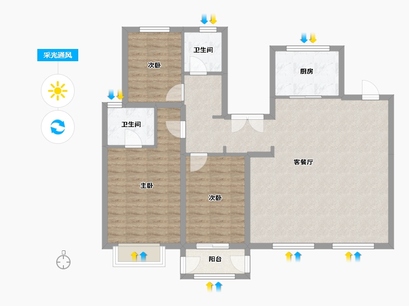 天津-天津市-中建城崇和湾7号楼建面142m²-102.81-户型库-采光通风