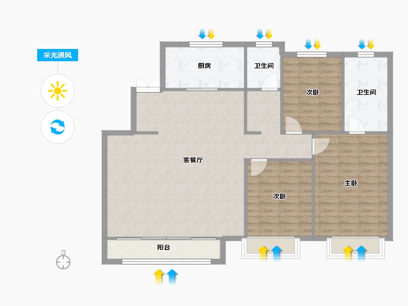 天津-天津市-龙湖九里晴川天璞苑1号楼,天颐苑1号楼,天璞苑7号楼建面147m²-114.28-户型库-采光通风