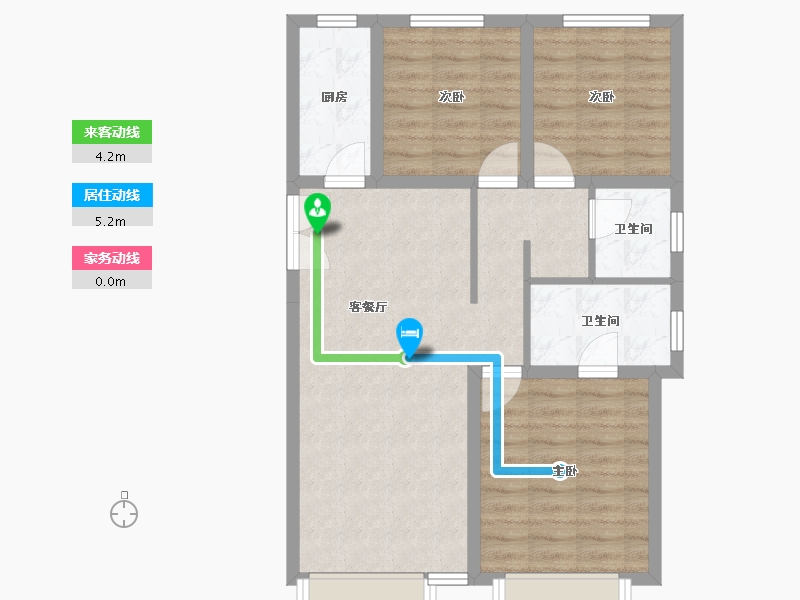 天津-天津市-南益名悦华庭南益名悦华庭7号楼,南益名悦华庭9号楼建面107m²-74.00-户型库-动静线