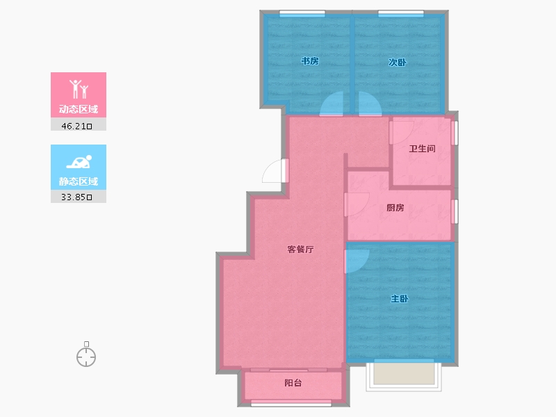 天津-天津市-龙湖九里晴川天钜苑1号楼,天钜苑2号楼,天钜苑7号楼,天琅苑2号楼,天璞苑2号楼建面-72.74-户型库-动静分区