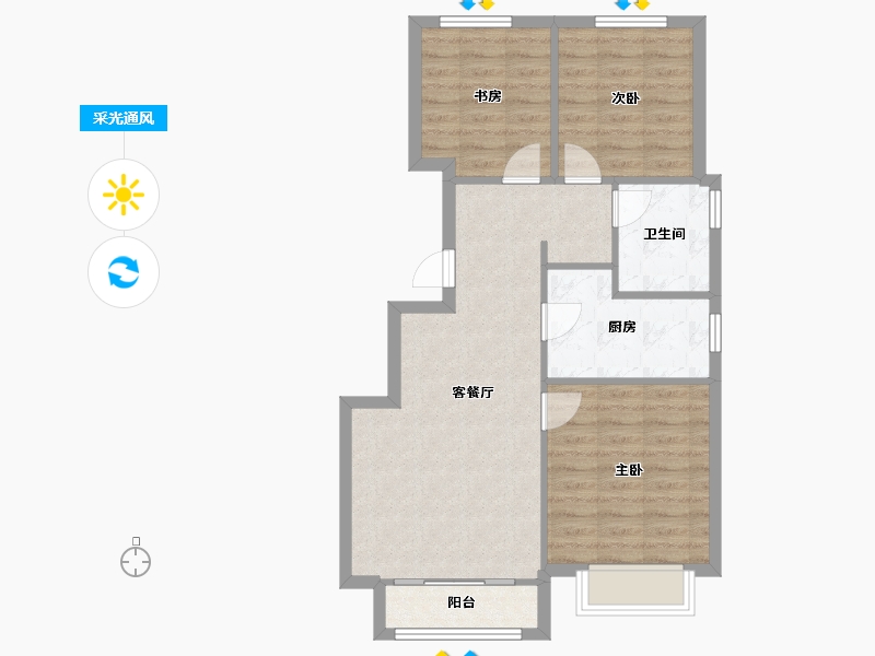 天津-天津市-龙湖九里晴川天钜苑1号楼,天钜苑2号楼,天钜苑7号楼,天琅苑2号楼,天璞苑2号楼建面-72.74-户型库-采光通风