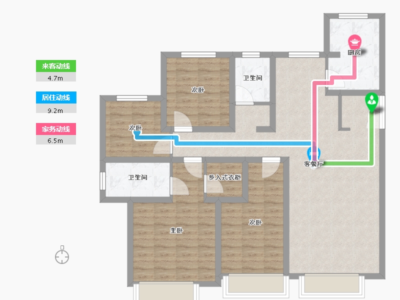 天津-天津市-南益名悦华庭1号楼,建面148m²-101.73-户型库-动静线