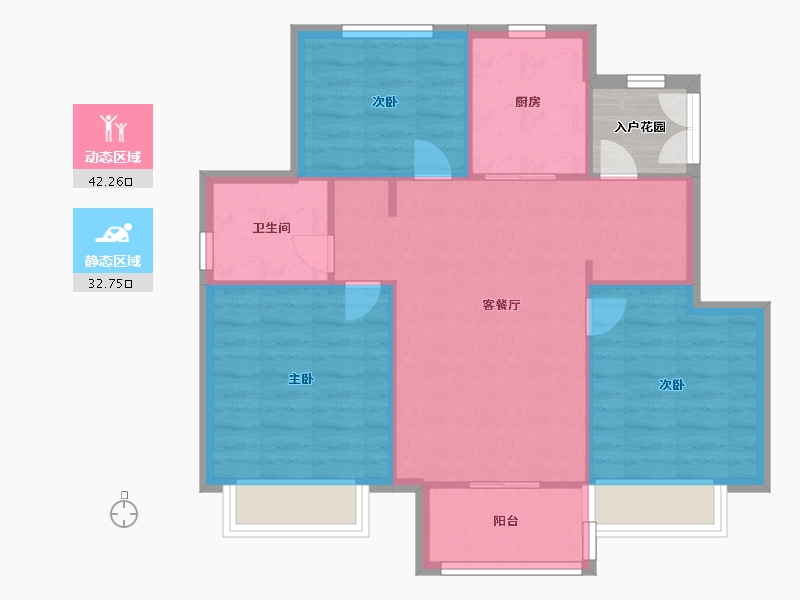 天津-天津市-爱情花园里熙悦北苑2号楼,熙悦北苑3号楼,熙悦北苑13号楼建面89m²-71.20-户型库-动静分区