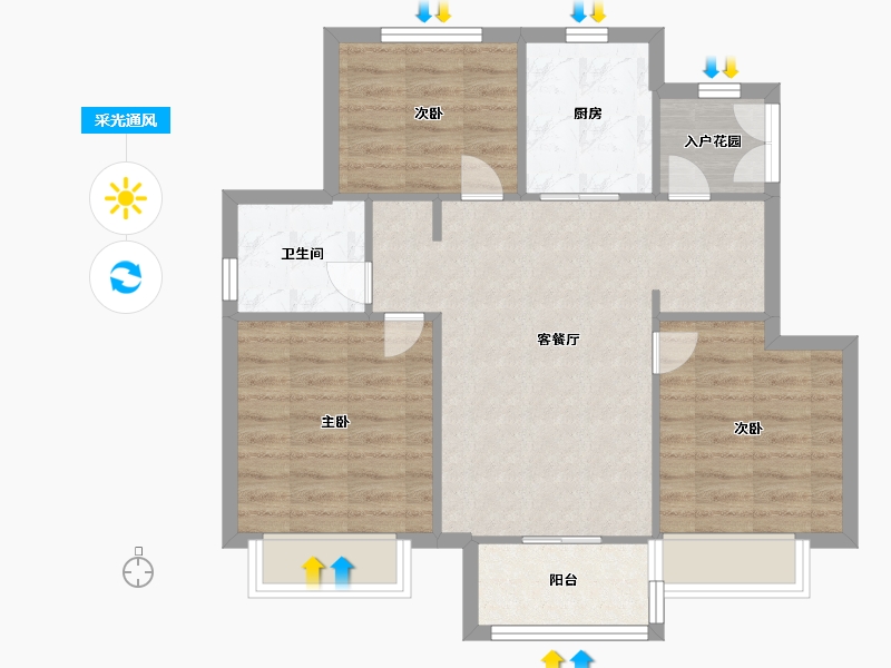 天津-天津市-爱情花园里熙悦北苑2号楼,熙悦北苑3号楼,熙悦北苑13号楼建面89m²-71.20-户型库-采光通风