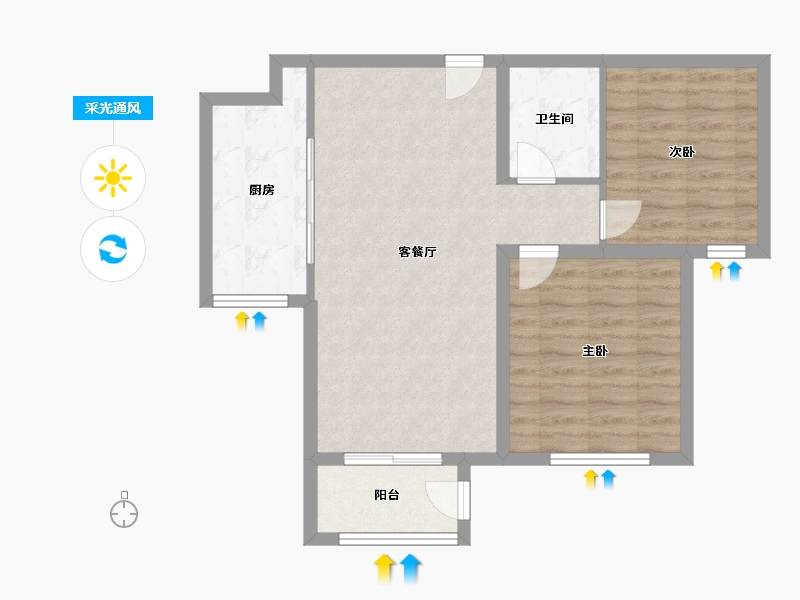 天津-天津市-津门熙湖德秀轩41号楼建面87m²-69.61-户型库-采光通风