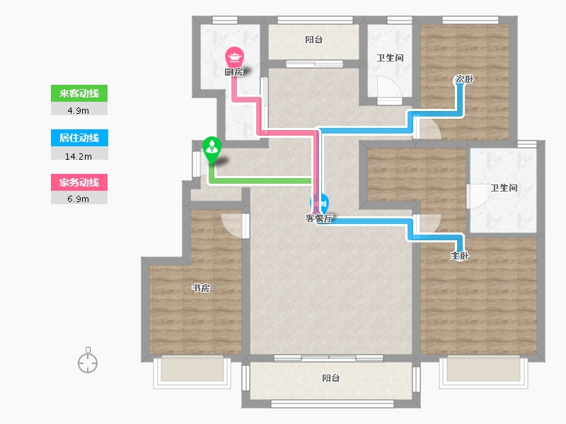 天津-天津市-津门熙湖德秀轩22号楼建面141m²-109.83-户型库-动静线