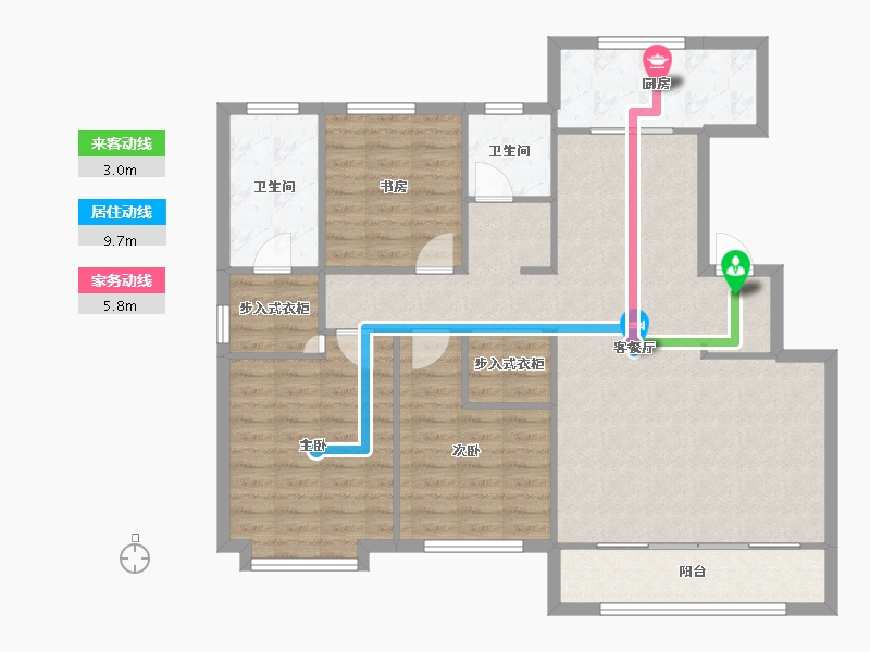 天津-天津市-世茂璀璨公园72号楼,73号楼建面142m²-111.40-户型库-动静线