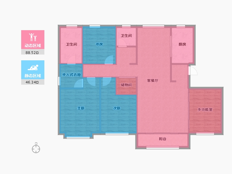 天津-天津市-世茂璀璨公园72号楼,73号楼,63号楼建面158m²-123.97-户型库-动静分区