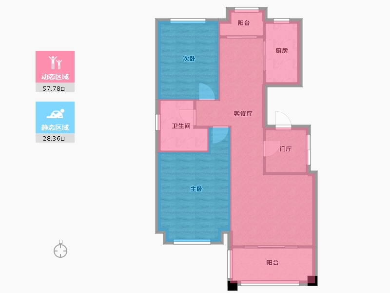 天津-天津市-听海蓝珊听海蓝珊苑3号楼建面103m²-78.34-户型库-动静分区