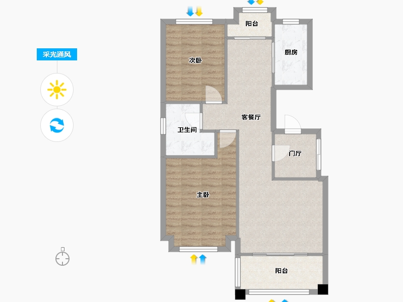 天津-天津市-听海蓝珊听海蓝珊苑3号楼建面103m²-78.34-户型库-采光通风