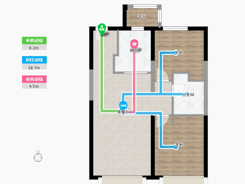 天津-天津市-万科滨海大都会观涛苑1,2,6,7,8号楼88m²-70.28-户型库-动静线