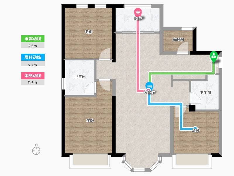 天津-天津市-万科滨海大都会观文轩1号楼,观文轩3号楼建面122m²-97.48-户型库-动静线