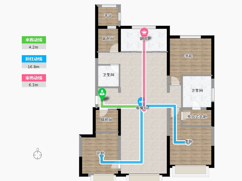 天津-天津市-万科滨海大都会观塘苑6号楼,观塘苑7号楼建面162m²-129.49-户型库-动静线