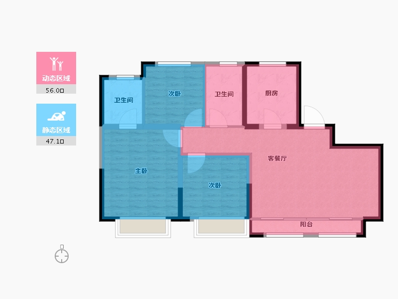 天津-天津市-禹洲悦府3号楼,6号楼,7号楼,12号楼,17号楼,18号楼建面116m²-92.81-户型库-动静分区