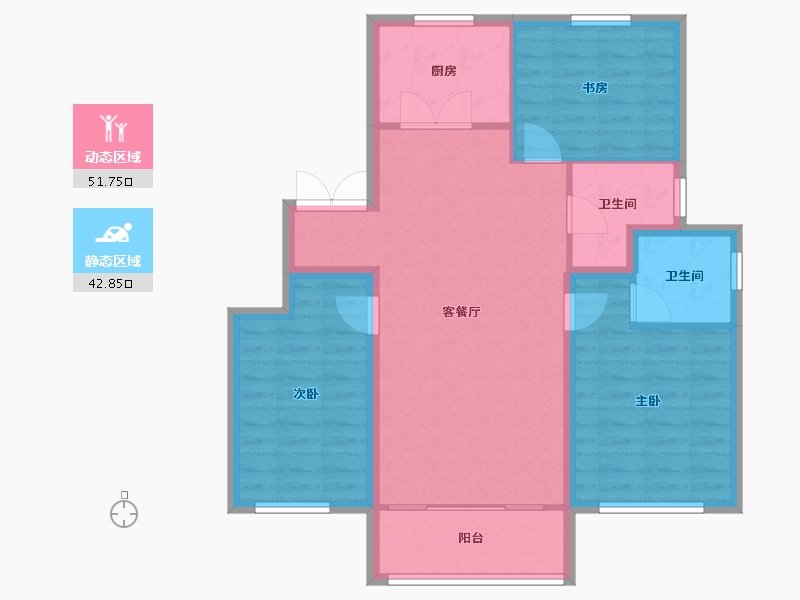 天津-天津市-贻成林湖郡1号楼,3号楼建面117m²-85.35-户型库-动静分区