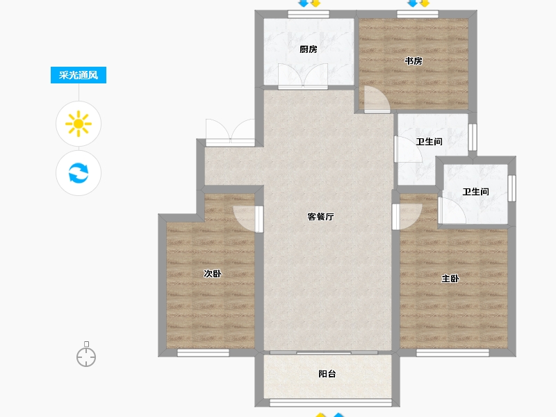 天津-天津市-贻成林湖郡1号楼,3号楼建面117m²-85.35-户型库-采光通风