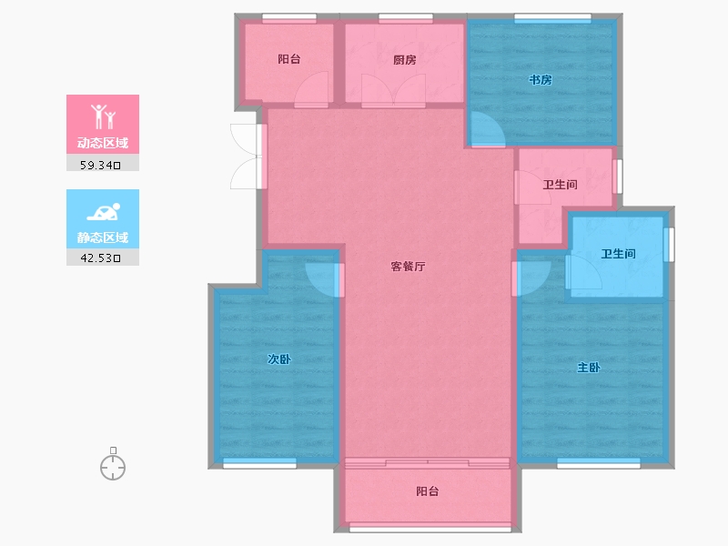 天津-天津市-贻成林湖郡1号楼,3号楼建面127m²-92.01-户型库-动静分区