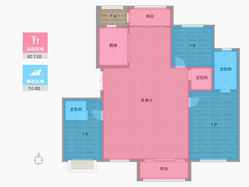 天津-天津市-贻成林湖郡8号楼,9号楼建面161m²-123.98-户型库-动静分区