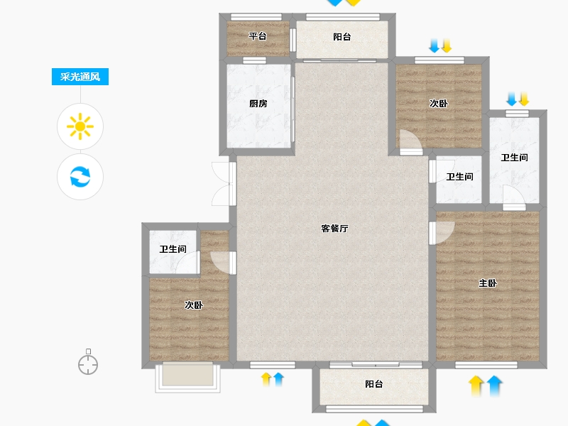 天津-天津市-贻成林湖郡8号楼,9号楼建面161m²-123.98-户型库-采光通风