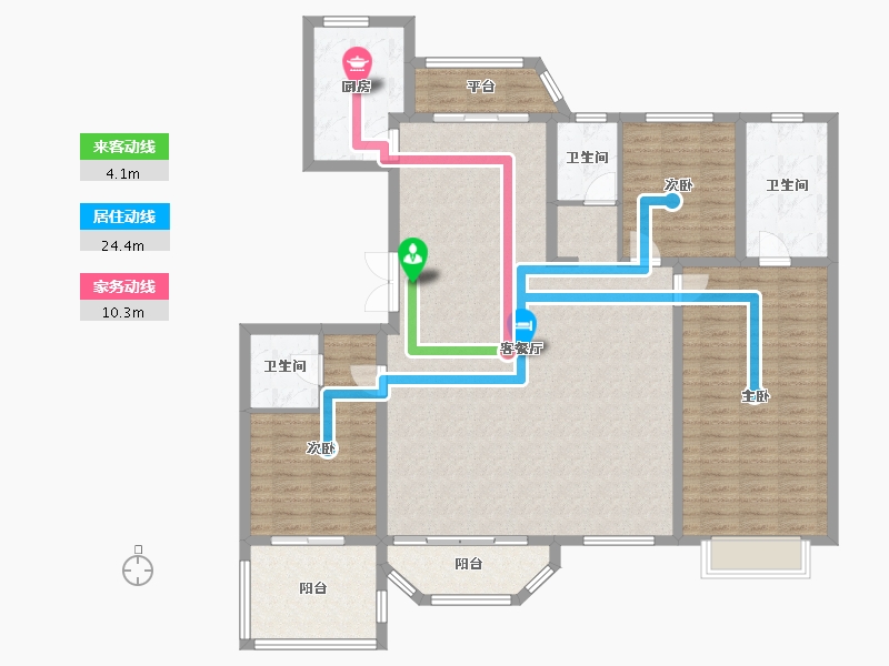 天津-天津市-贻成林湖郡6号楼,建面185m²-149.52-户型库-动静线