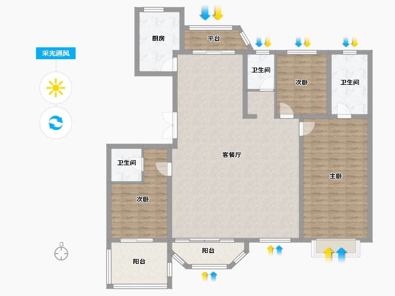 天津-天津市-贻成林湖郡6号楼,建面185m²-149.52-户型库-采光通风