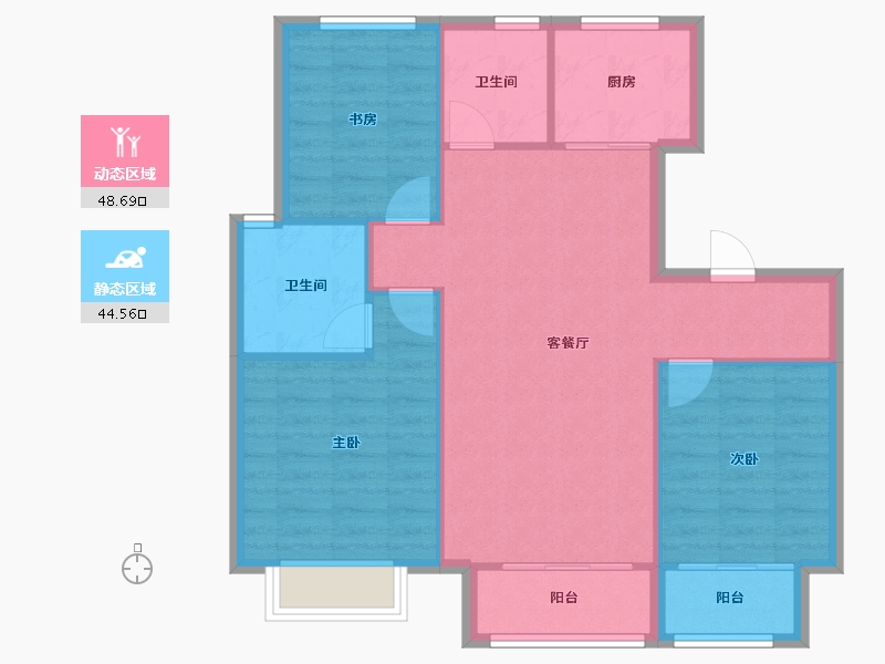 天津-天津市-景瑞塘沽湾壹号1号楼,12号楼,3号楼,5号楼,6号楼,8号楼,10号楼建-85.04-户型库-动静分区