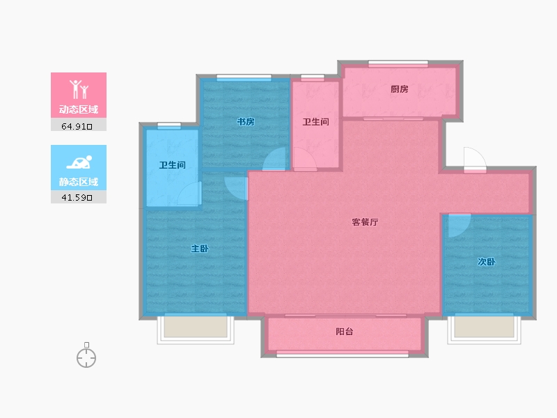 天津-天津市-景瑞塘沽湾壹号2号楼,12号楼,4号楼,8号楼,10号楼建面127m²-98.06-户型库-动静分区