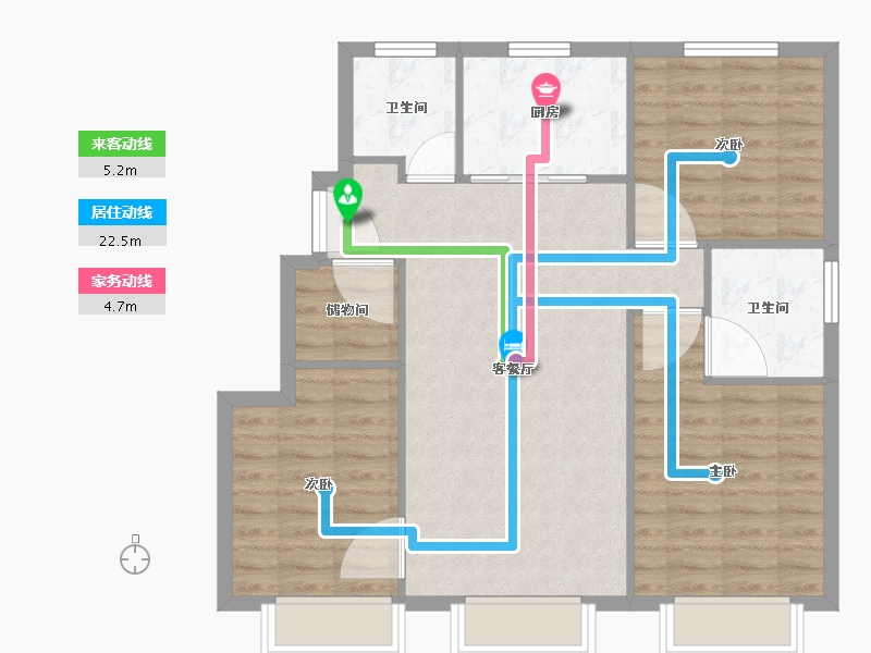 天津-天津市-万科观澜新湖苑14号楼,新湖苑20号楼,新湖苑24号楼,新湖苑15号楼,新湖苑17号-83.91-户型库-动静线