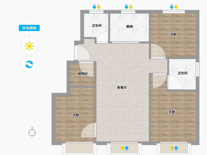 天津-天津市-万科观澜新湖苑14号楼,新湖苑20号楼,新湖苑24号楼,新湖苑15号楼,新湖苑17号-83.91-户型库-采光通风