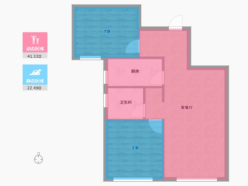 天津-天津市-中建城崇和湾18号楼,崇和湾1号楼,崇和湾17号楼建面86m²-57.72-户型库-动静分区