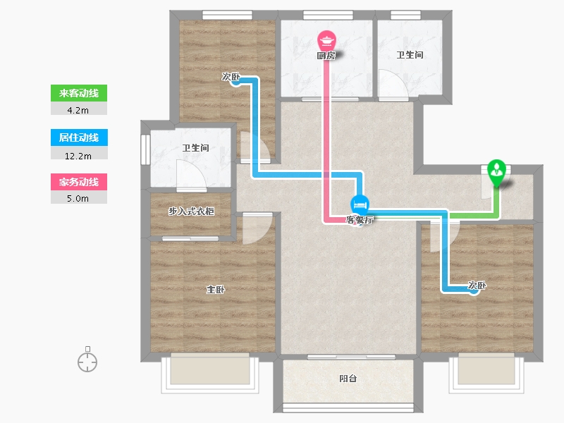 天津-天津市-中骏皓景湾9号楼,中骏皓景湾10号楼,中骏皓景湾13号楼建面103m²-77.08-户型库-动静线