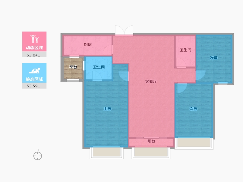 天津-天津市-南益名悦湾南益名悦湾1号楼建面138m²-99.64-户型库-动静分区