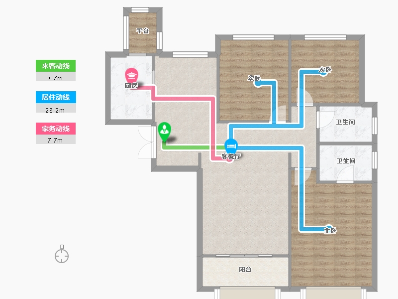 天津-天津市-南益名悦湾1号楼建面143m²-101.97-户型库-动静线