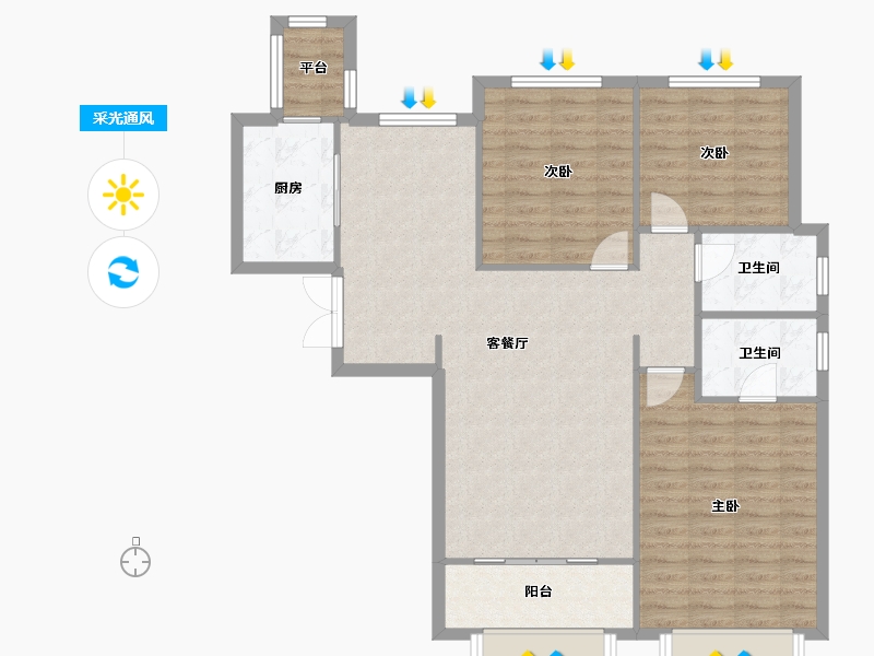 天津-天津市-南益名悦湾1号楼建面143m²-101.97-户型库-采光通风