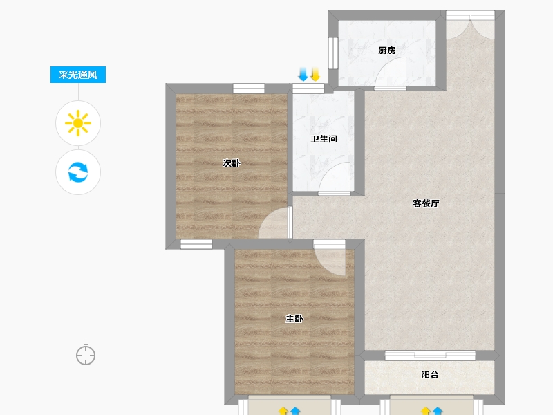 天津-天津市-南益名悦华庭6号楼,建面84m²-58.25-户型库-采光通风