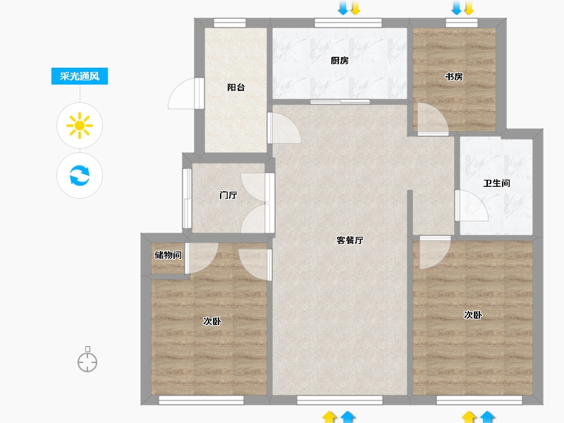 天津-天津市-宝德云湾4号楼,5号楼,12号楼,15号楼,云湾7号楼,云湾8号楼建面98-75.55-户型库-采光通风