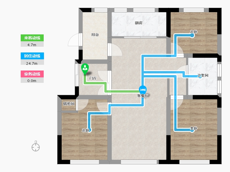 天津-天津市-宝德云湾6号楼,11号楼建面103m²-74.11-户型库-动静线