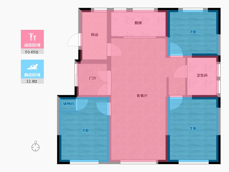 天津-天津市-宝德云湾6号楼,11号楼建面103m²-74.11-户型库-动静分区